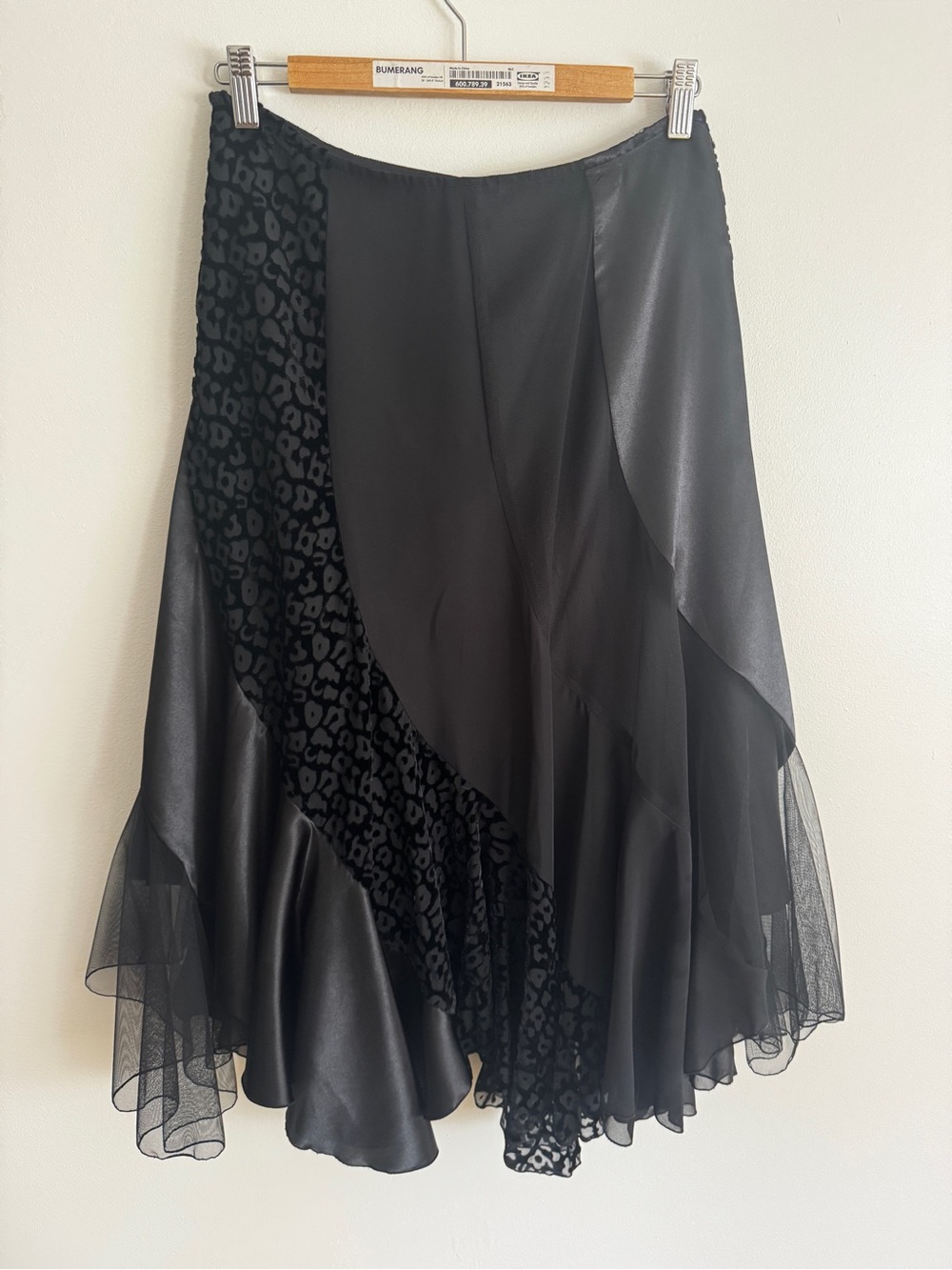 Asymmetrical Black Layered Midi Skirt - Women's - Picture 6 of 9